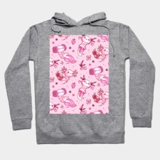 Kawaii Axolotl Pink Pattern Strawberry Aesthetic Hoodie